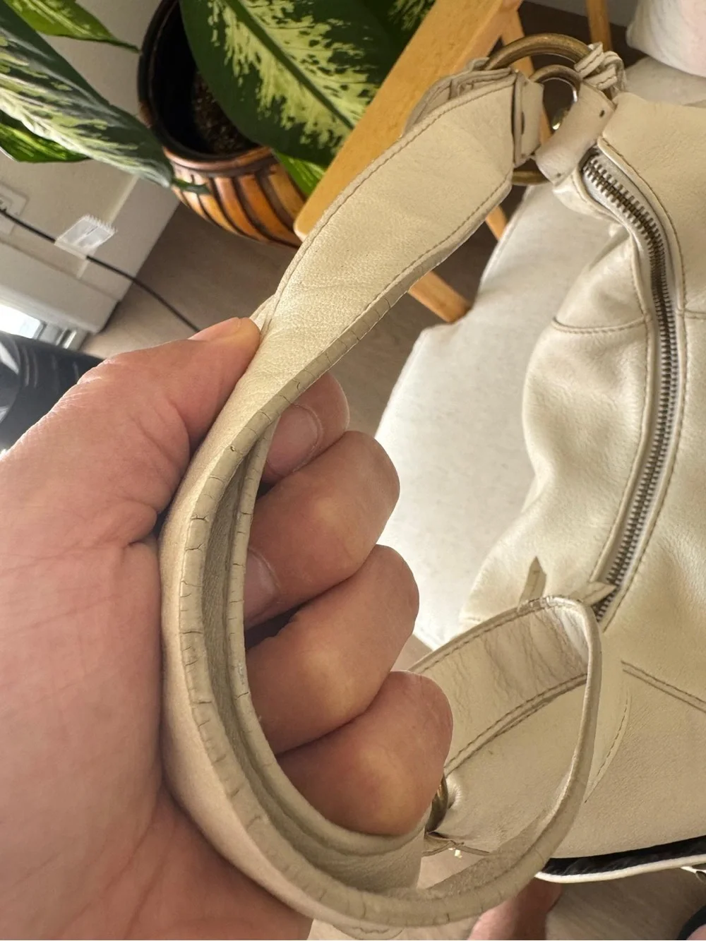 Fossil Vintage Cream Ivory Leather Shoulder Women’s Hobo Slouchy Bag Purse Y2K